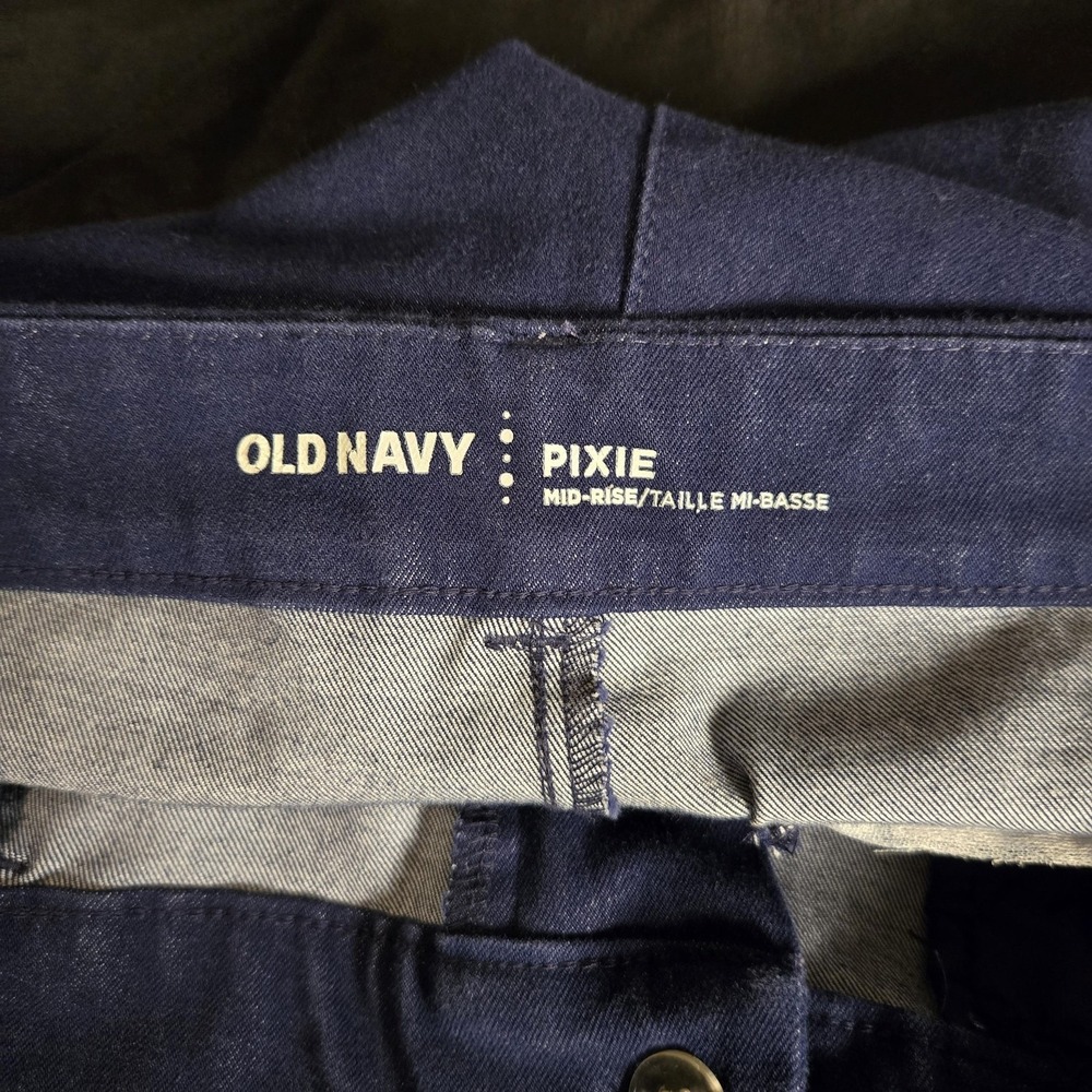 Old Navy Pants Womens 12 Blue Pixie Chino Slim‎ Stretch Ankle Mid Rise Work - Picture 5 of 9